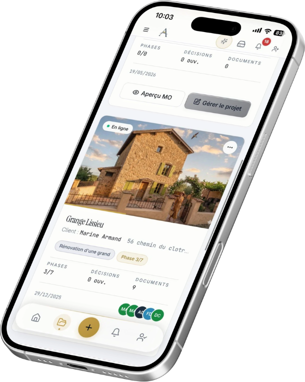 ALBA Studio sur mobile — projet Grange Lissieu